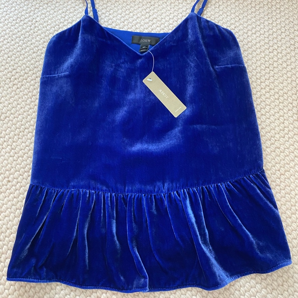 NBW J. Crew Crushed Velvet Peplum Tank Top